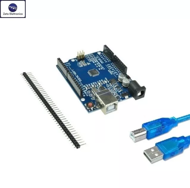 Scheda Uno R3 Ch340 Compatibile Con Arduino Ide Chip Atmega328P Board Pin E Usb.