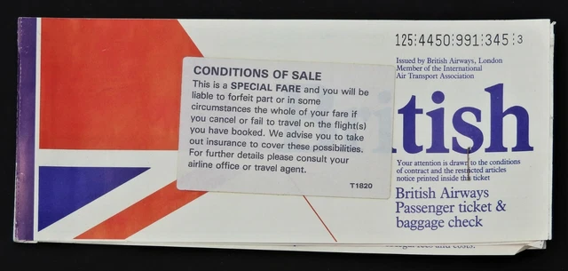 BRITISH AIRWAYS 1981 VINTAGE - Paper Passenger Ticket, London to Paris ...