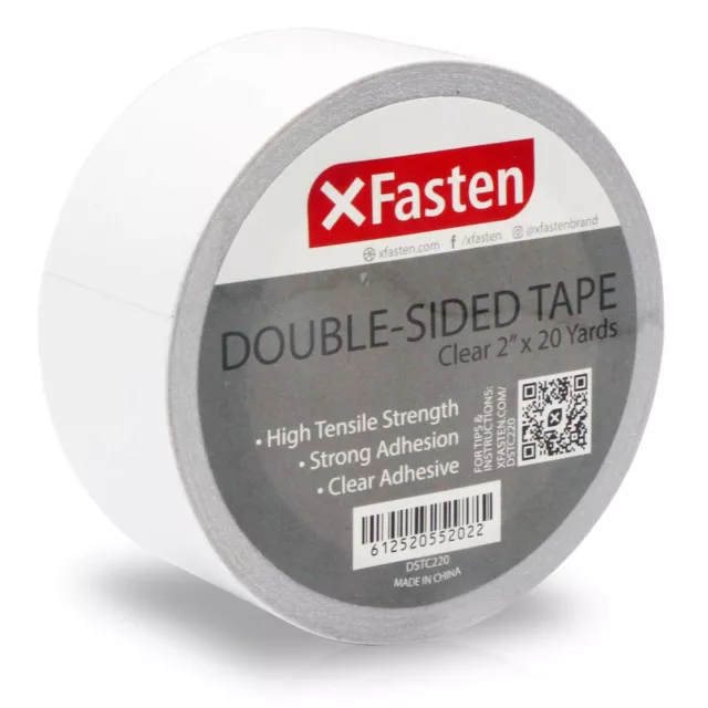XFasten Double Sided Sticky Tape, Removable, 4-Inches x 20-Yards