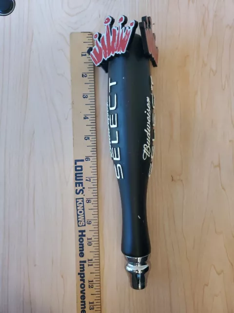 Budweiser Select Beer Tap Handle Matte Black Red Crown Logo  12"