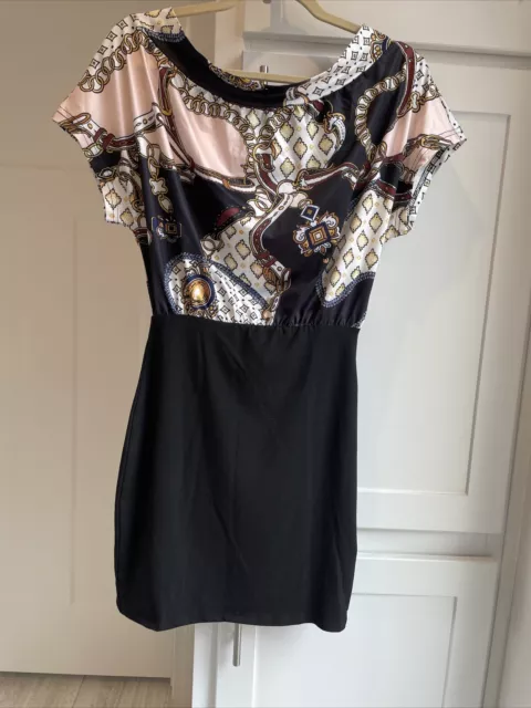 Black Blousen Top Mini Dress Size Large Petite NWOT