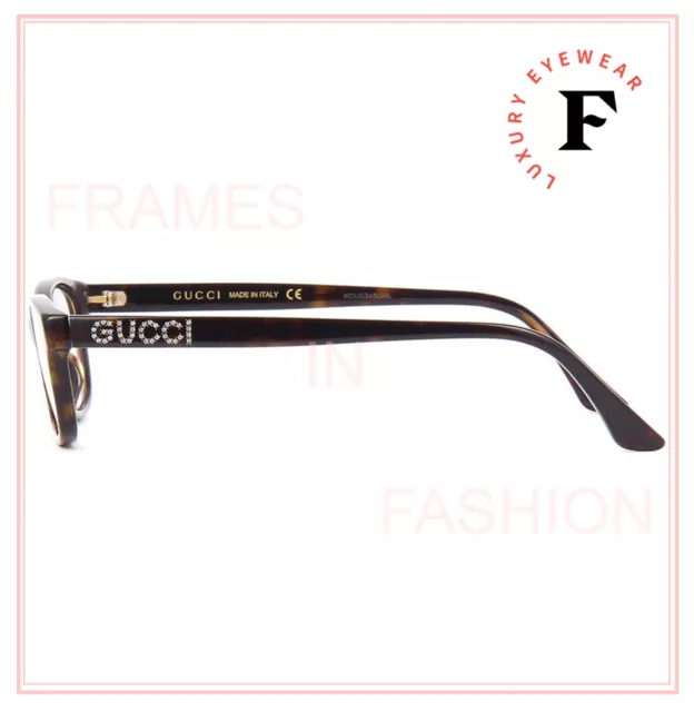 GUCCI 0730 Brown Crystal Logo Thin Rectangular Eyeglasses 50mm GG0730O 006 Frame 2