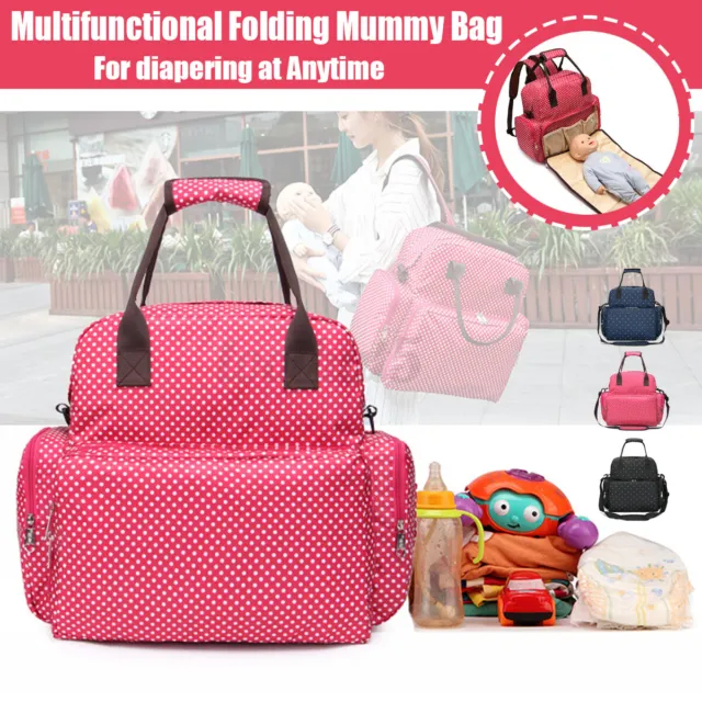 Folding Waterproof Multifunctional y Diaper Backpack Bag Mummy Napp K^ PZ# ^*