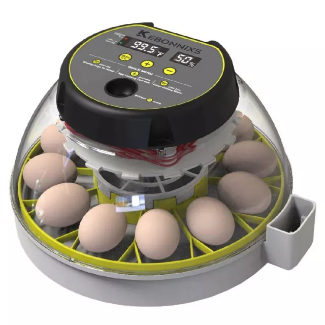 KEBONNIXS 12 Egg Incubator with Humidity Display, Egg Candler, Automatic Egg for