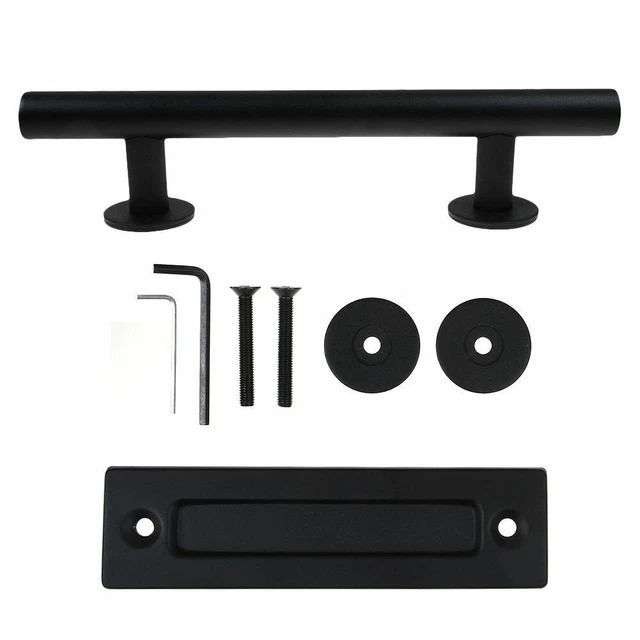 12 Sliding Barn Door Pull Flush Handle Gate Hardware Set Iron Matte Black