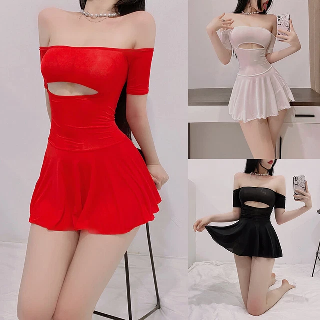 Women Sexy Club Bodycon See-through Hollow Sheer Party Mini Dress Lingerie