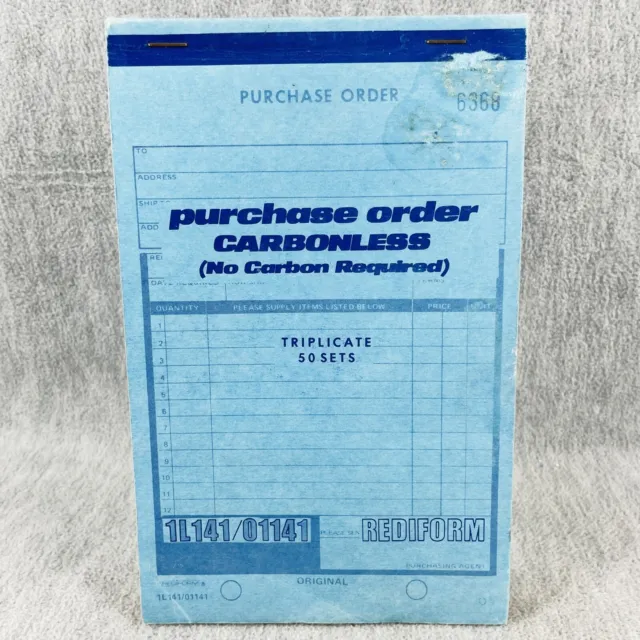 Vintage Rediform Purchase Order Book Carbonless Triplicate 49 Sets 1L141/01141