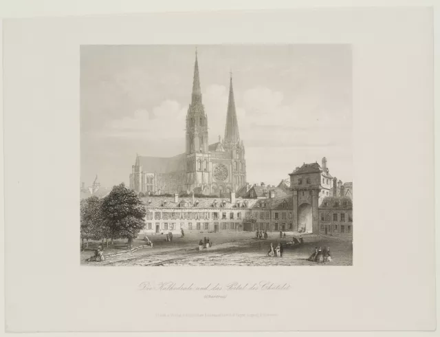 Unbekannt (19.Jhd), Kathedrale von Chartres, Sst. Realismus Stadtbilder 1800-184