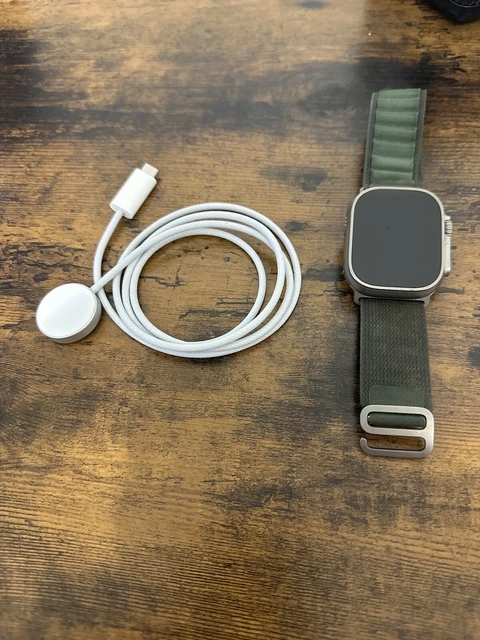 Apple Watch Ultra 49mm Titanium Case with Green Alpine Loop, (GPS +...