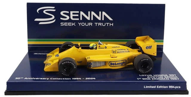 Miniature Minichamps 1/18 Lotus F1 Honda 99T - Senna, Vainqueur Monaco 1987