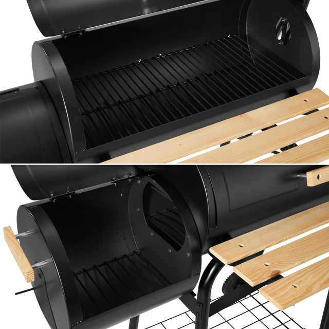BBQ Holzkohlegrill Barbecue Smoker Grill Grillwagen Standgrill mit Thermometer 8
