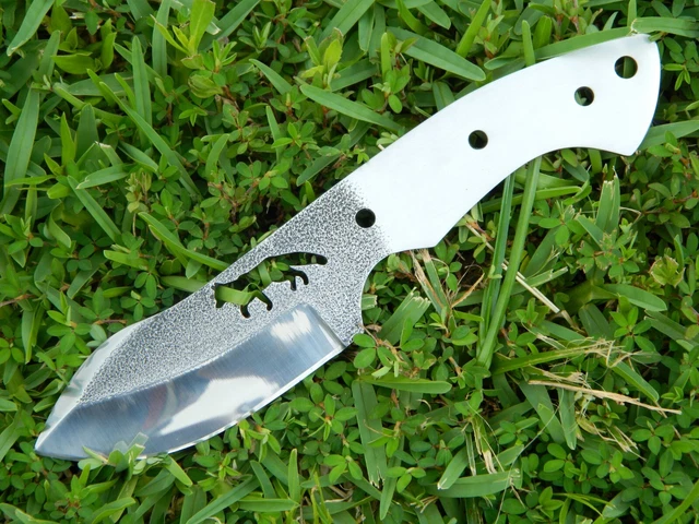 Stainless Steel Knife Blank with Sheath, Flint, Leather Lanyard #3/2