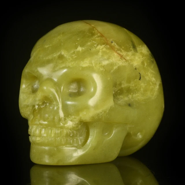 Calavera de cristal de nefrita natural tallada a mano de 1,54" #36G20