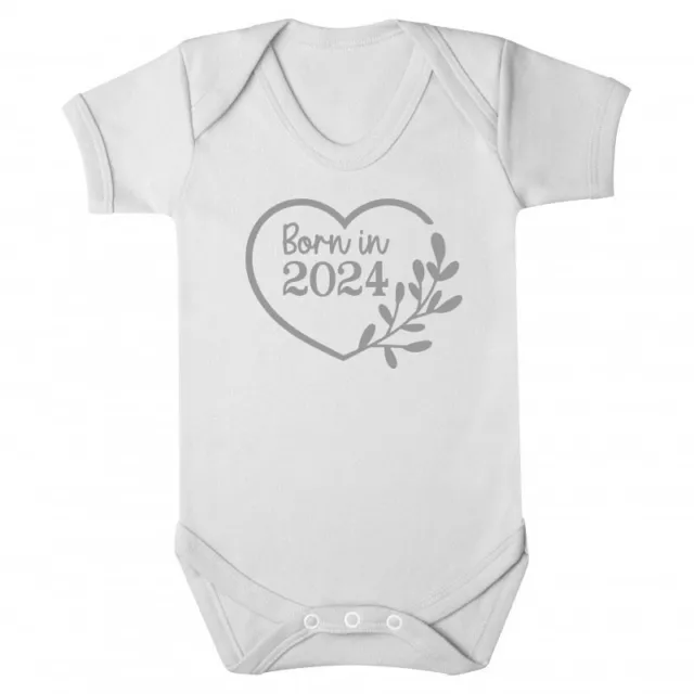 Born in 2024 Babygrow Vest Bodysuit 0-3 months Light Grey or Royal Blue New Baby