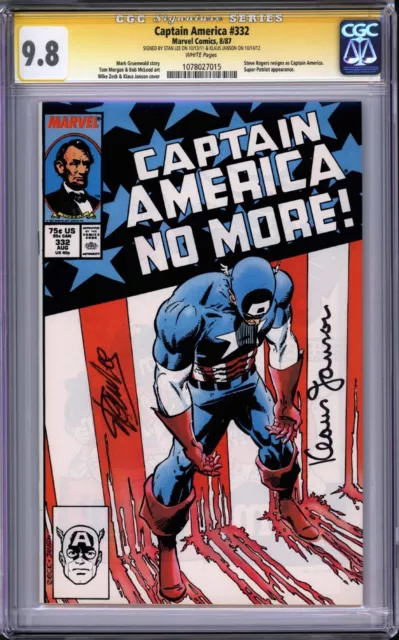 Captain America #332 Cgc 9.8 Ss Stan Lee & Klaus Janson (1987)