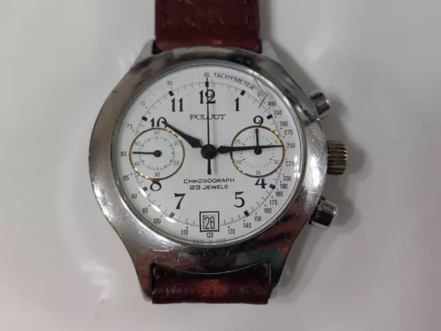 Poljot cronografo vintage orologio uomo chrono 3133 carica manuale 38 mm leggi