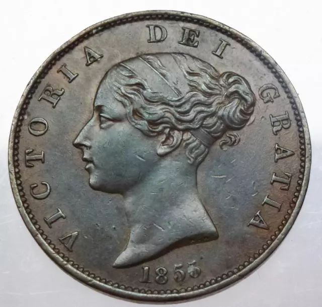 Super grade 1855 Victoria halfpenny