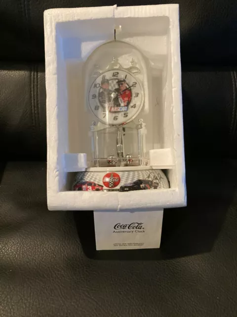 Coca Cola Dale Earnhardt & Dale Jr. Glass Domed Porcelain Anniversary Clock NB