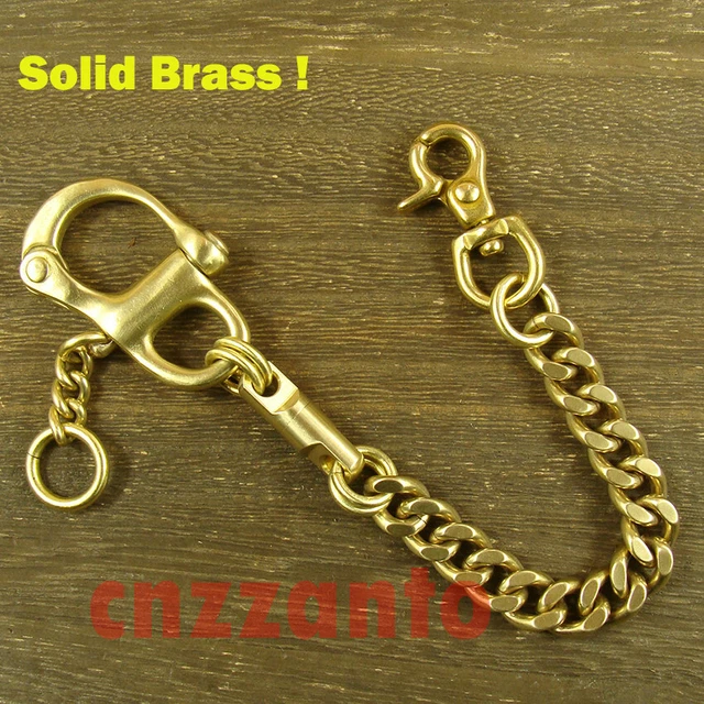 Solid Brass key chain ring snap shackle swivel eye hook clip Biker funker H721A