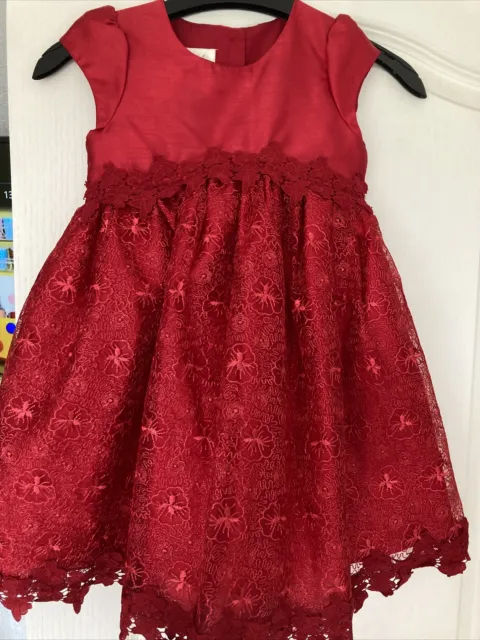 Laura Ashley girl beautiful Red Dress 4 Years excellent condition New No Tags