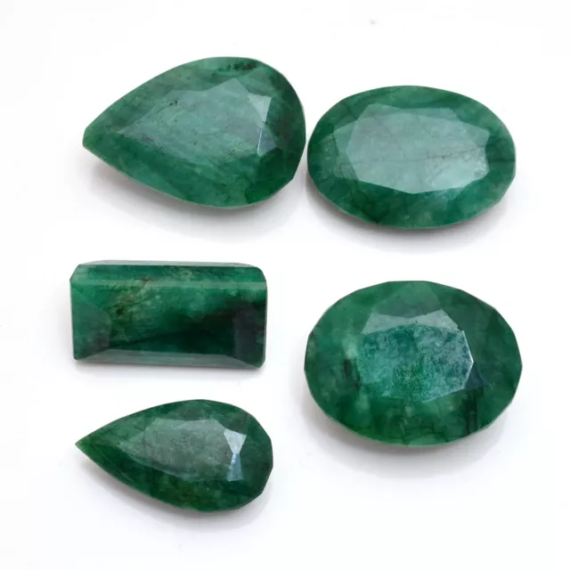 422 Cts Natural Emerald Brazilian Huge Size Faceted Cut Gemstones Lot~32mm-38mm