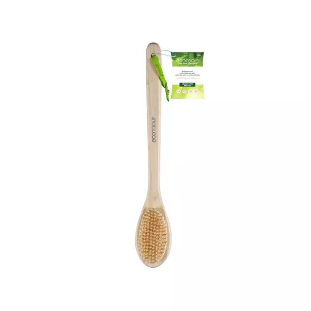 Ecotools Bristle Bath Brush, Shower Body Brush with Gentle, Stiff Bristles, Long