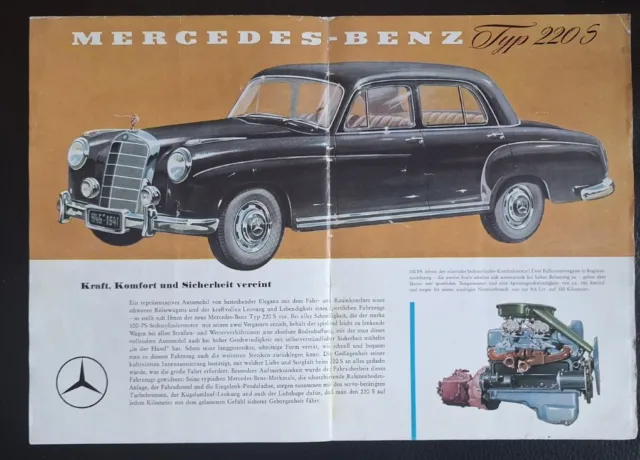 Mercedes Benz  220 S  - Ponton Verkaufsprospekt  Orginal - 50 er Jahre
