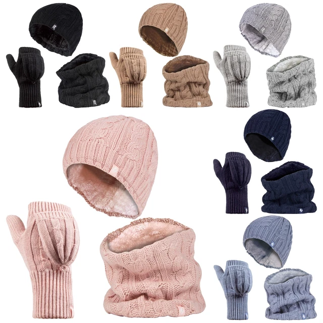 Ensemble Bonnet, Gants Et Cache-cou Polaire - 3 Pièces Unisexe Pour L'hiver, Noir