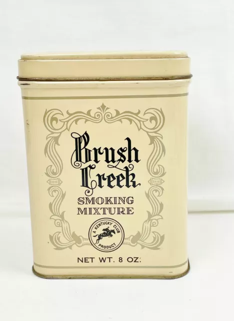 VINTAGE BRUSH CREEK SMOKING MIXTURE TIN - 8 oz - EMPTY - COLLECTORS ITEM