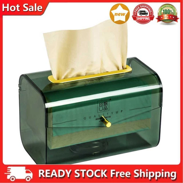 Caja de pañuelos transparente con pluma, escritorio creativo a prueba de polvo, coche
