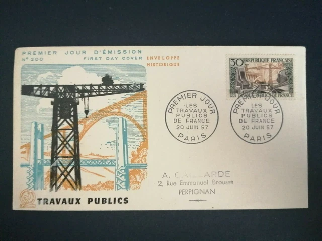 France Premier Jour Fdc Yvert 971 La Reliure 30F Paris 1954 | UK