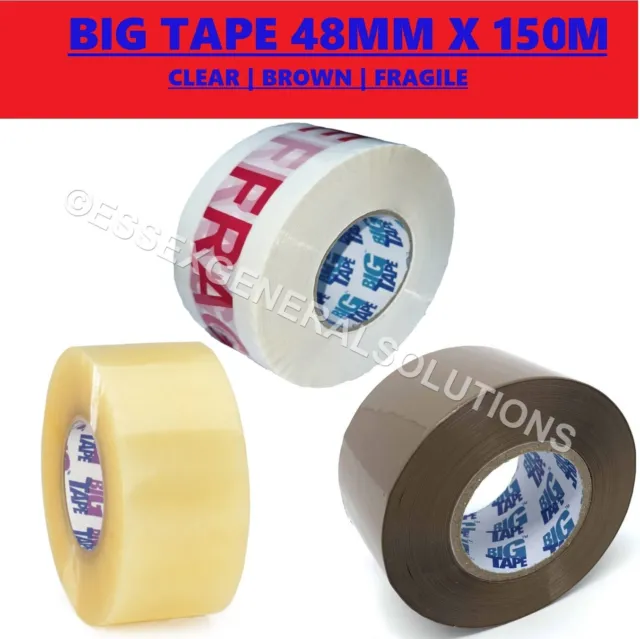 Packaging Tape 48Mm X 150M Clear Brown Fragile Strong Carton Sealing Long Roll