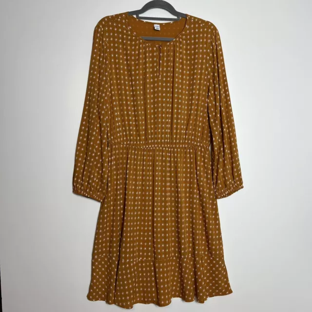 Old navy Keyhole Front  Elastic Waist Long Sleeves Fall Autumn Dress Size L