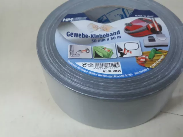 1 Rollen 50 mm x 50 m Gewebeband Steinband Panzertape Klebeband Tape Silber Tesa