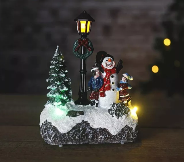 Christmas Scene LED Ornament Light Up Santa Lamp Post Xmas Village Decoration