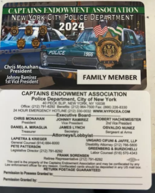 💥 AUTHENTIC 2024 Pba Captian Dea Card Nypd Not Lba Sba Dea Pba Card