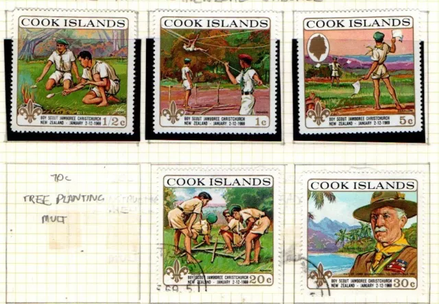 Cook Islands 1969 Scouting Jamboree (no 10c) SG289-91, 293-94 MNH/Used see note