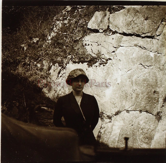 Porträt D’A Weiblich c1920 Foto Stereo Platte Gläser Vintage V25L11n2