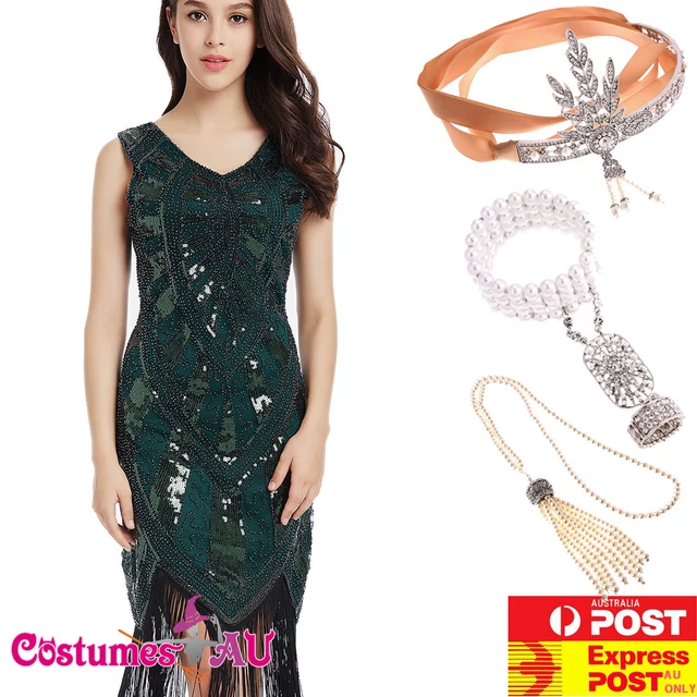 Costume Flapper Anni 20 Donna Deluxe Con Copricapo Piume - I Love Fancy Dress