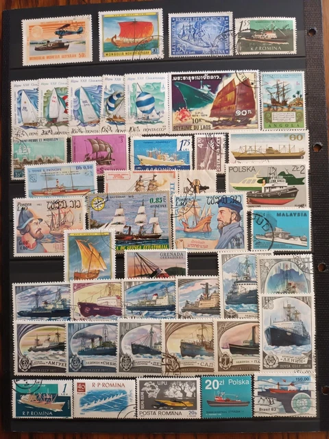 Lot de 42 Timbres Thématique "Bâteaux" (THE 153)