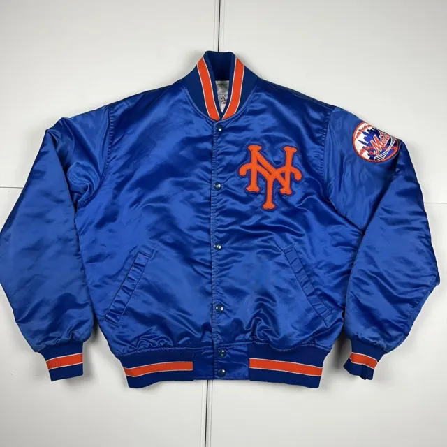 Vintage 90s Starter New York Mets Satin Bomber Jacket Blue M