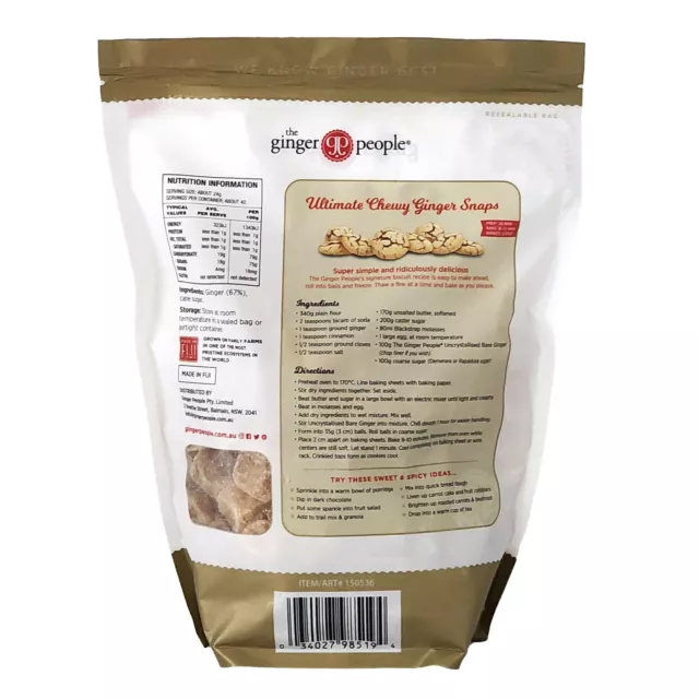 1KG Uncrystallised Bare Ginger Deliciously Gluten Free Non GMO Snacking & Baking 2