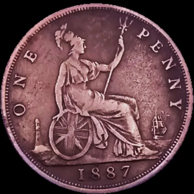 1875 United Kingdom One Penny Coin BONUS OFFERS Queen Victoria Great Britain 3