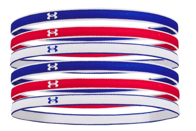 Under Armour Headbands Mens Womens Hair Bands 6 Pack White Red Blue Sports New