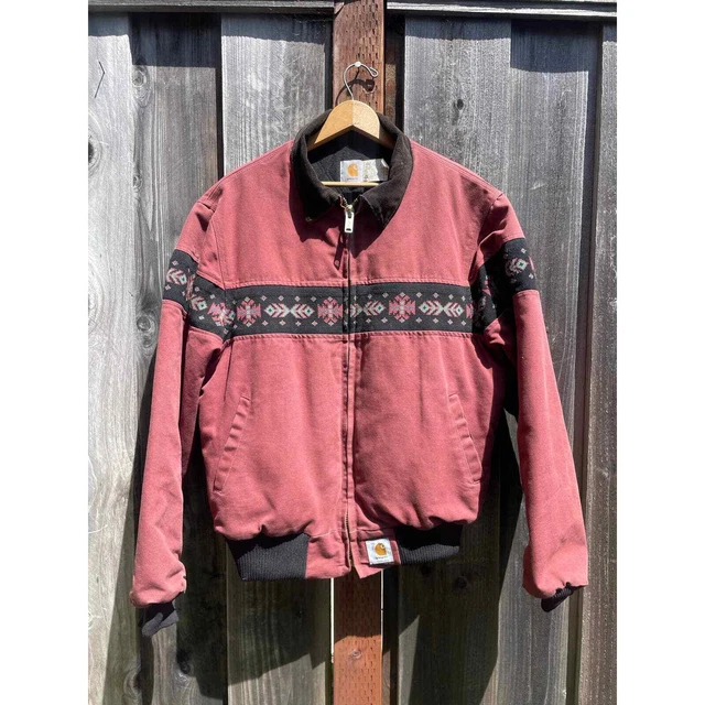 VTG Carhartt Southwestern Aztec Redwood Coat XL Quilted Flannel Lined Firm Duck