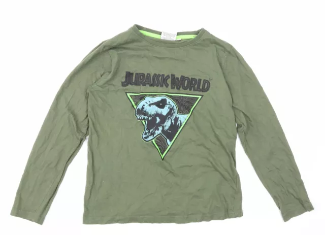 Primark Jungen grün 100 % Baumwolle Basic T-Shirt Größe 9-10 Jahre Rundhalsausschnitt Pullover