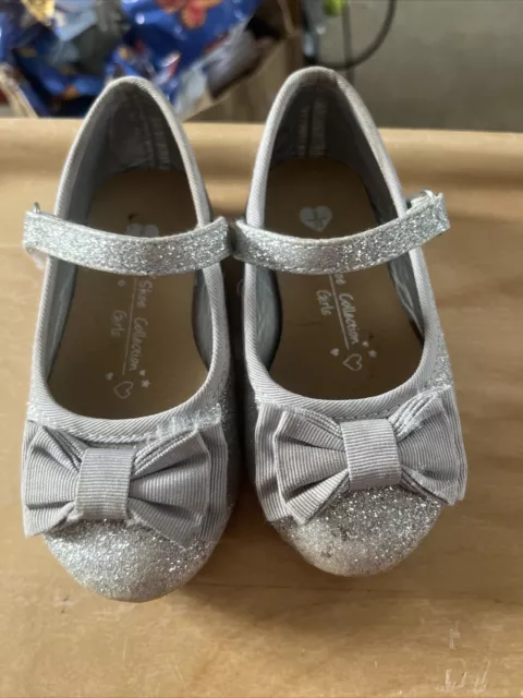 Shoe Collection Girls Girls Silver Sparkly Bow 6