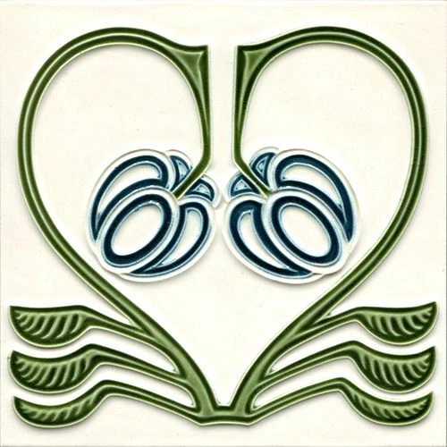 Art Nouveau Vintage Ceramic Tile Azulejo German Trivet Majolica Reproduction