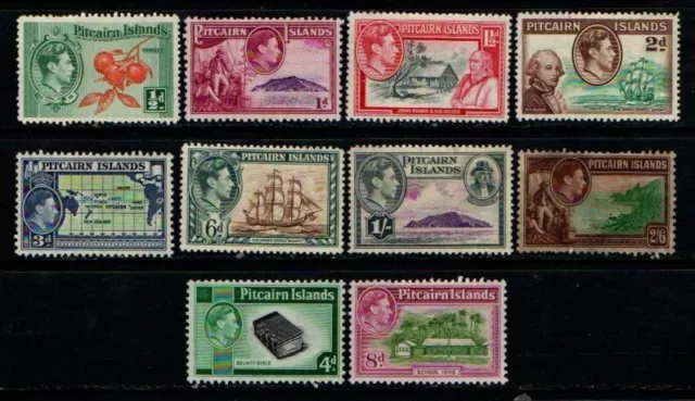 Pitcairn Islands 1940 1951 King George VI set SG1-8 with a's Mint see note