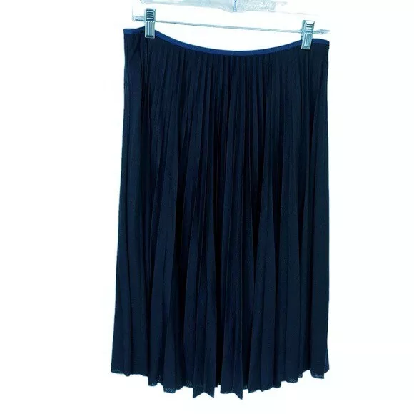 Theory Zeyn Pleated Jersey Skirt Women's M Blue Shorter Liner EUC Wool Blend